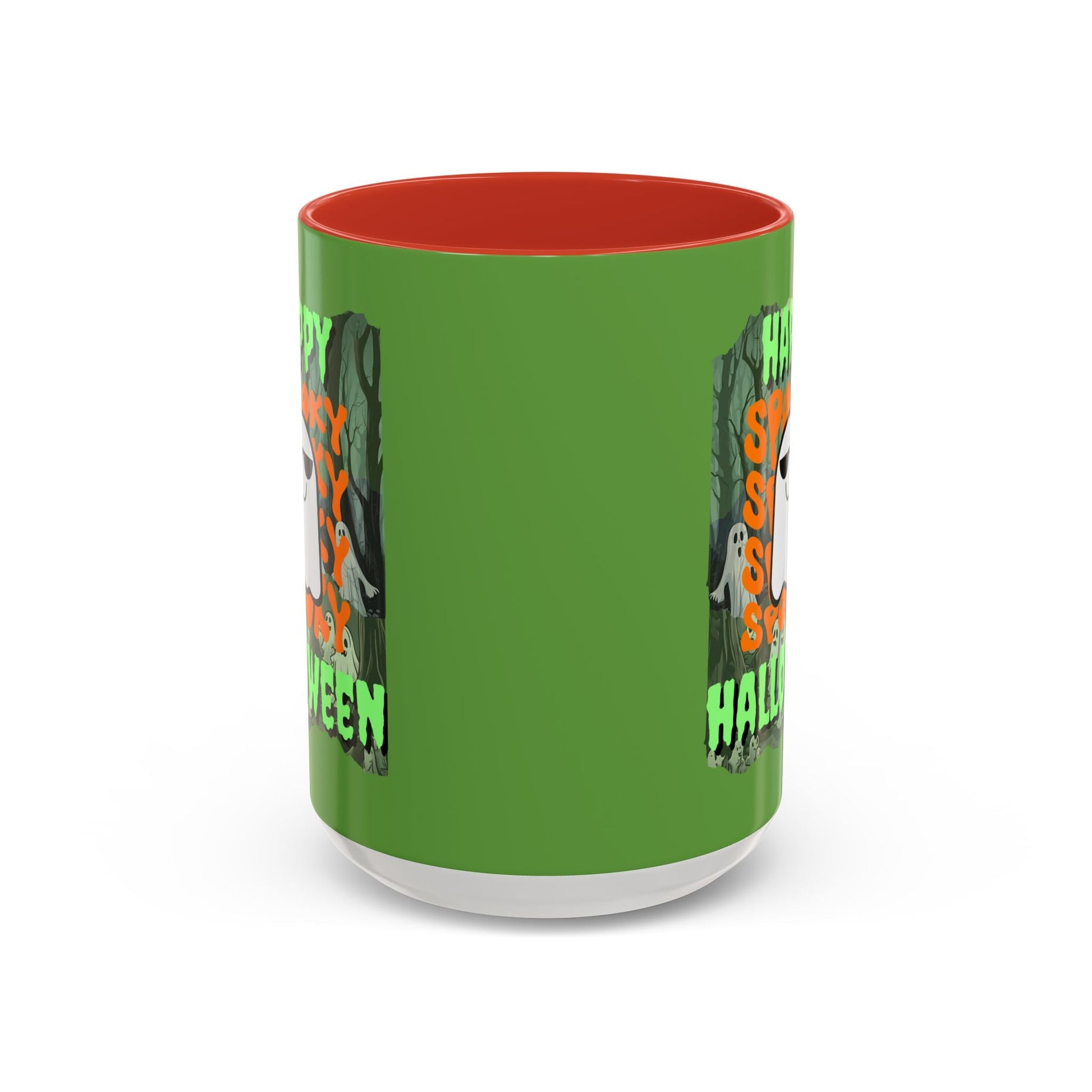 Spooky Happy Halloween Ghost GNfont Accent Mug by cypherpunkgear – cypherpunkgear.com | Cypherpunk Merch
