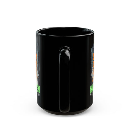 Spooky Happy Halloween Ghost GNfont Black Mug by cypherpunkgear – cypherpunkgear.com | Cypherpunk Merch