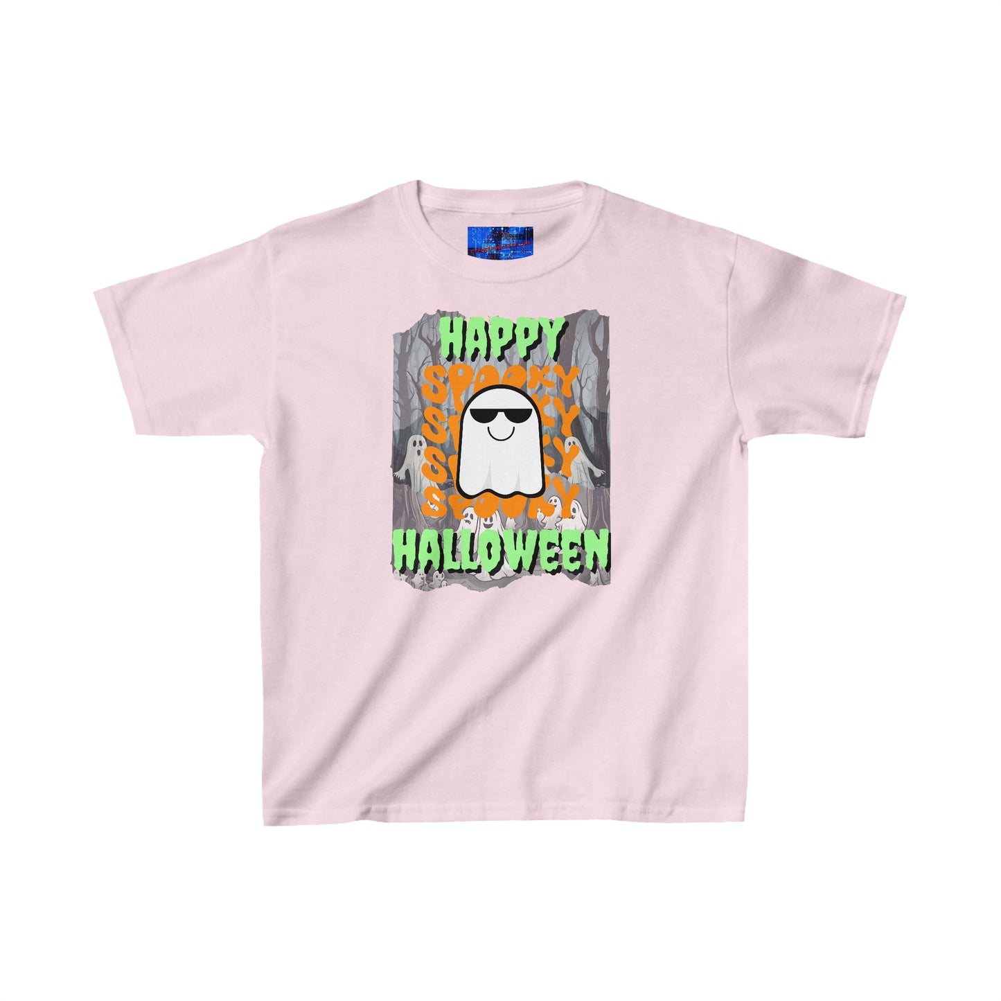 Spooky Happy Halloween Ghost GNfont Kids Heavy Cotton™ Tee by cypherpunkgear – cypherpunkgear.com | Cypherpunk Merch