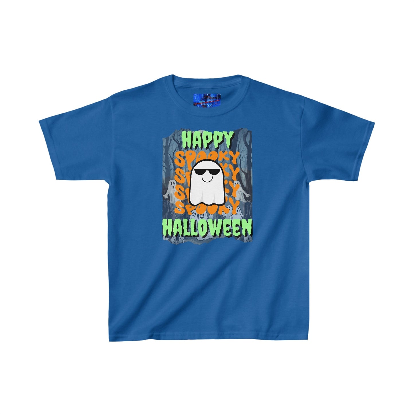 Spooky Happy Halloween Ghost GNfont Kids Heavy Cotton™ Tee by cypherpunkgear – cypherpunkgear.com | Cypherpunk Merch