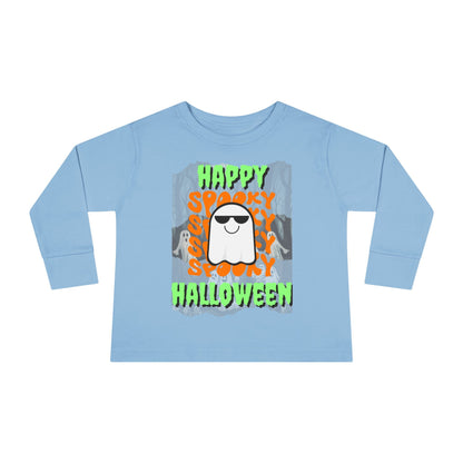 Spooky Happy Halloween Ghost GNfont Toddler Long Sleeve Tee by cypherpunkgear – cypherpunkgear.com | Cypherpunk Merch