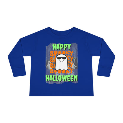Spooky Happy Halloween Ghost GNfont Toddler Long Sleeve Tee by cypherpunkgear – cypherpunkgear.com | Cypherpunk Merch