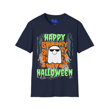 Spooky Happy Halloween Ghost GNfont Unisex T-Shirt by cypherpunkgear – cypherpunkgear.com | Cypherpunk Merch