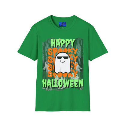 Spooky Happy Halloween Ghost GNfont Unisex T-Shirt by cypherpunkgear – cypherpunkgear.com | Cypherpunk Merch