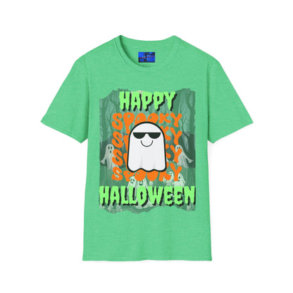Spooky Happy Halloween Ghost GNfont Unisex T-Shirt by cypherpunkgear – cypherpunkgear.com | Cypherpunk Merch