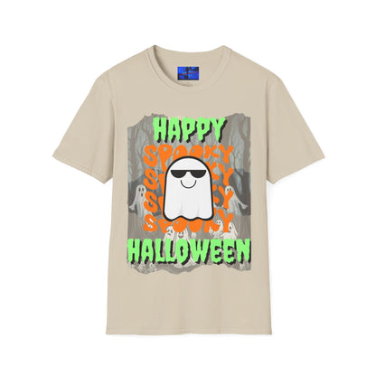 Spooky Happy Halloween Ghost GNfont Unisex T-Shirt by cypherpunkgear – cypherpunkgear.com | Cypherpunk Merch