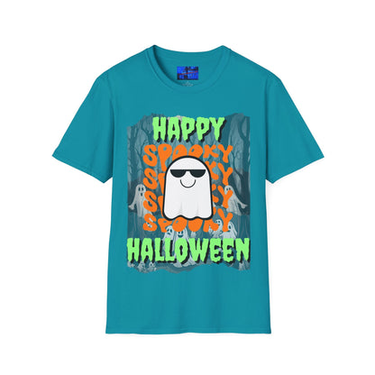 Spooky Happy Halloween Ghost GNfont Unisex T-Shirt by cypherpunkgear – cypherpunkgear.com | Cypherpunk Merch