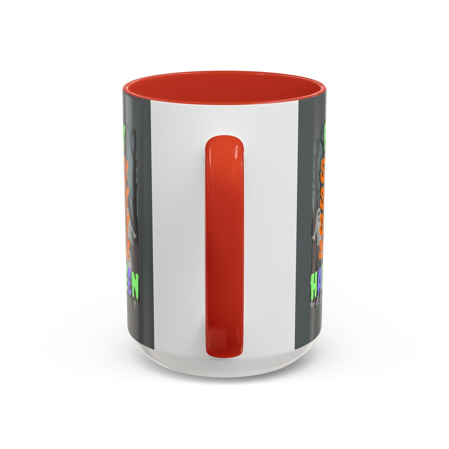 Spooky Happy Halloween Ghost MXfont Accent Mug by cypherpunkgear – cypherpunkgear.com | Cypherpunk Merch