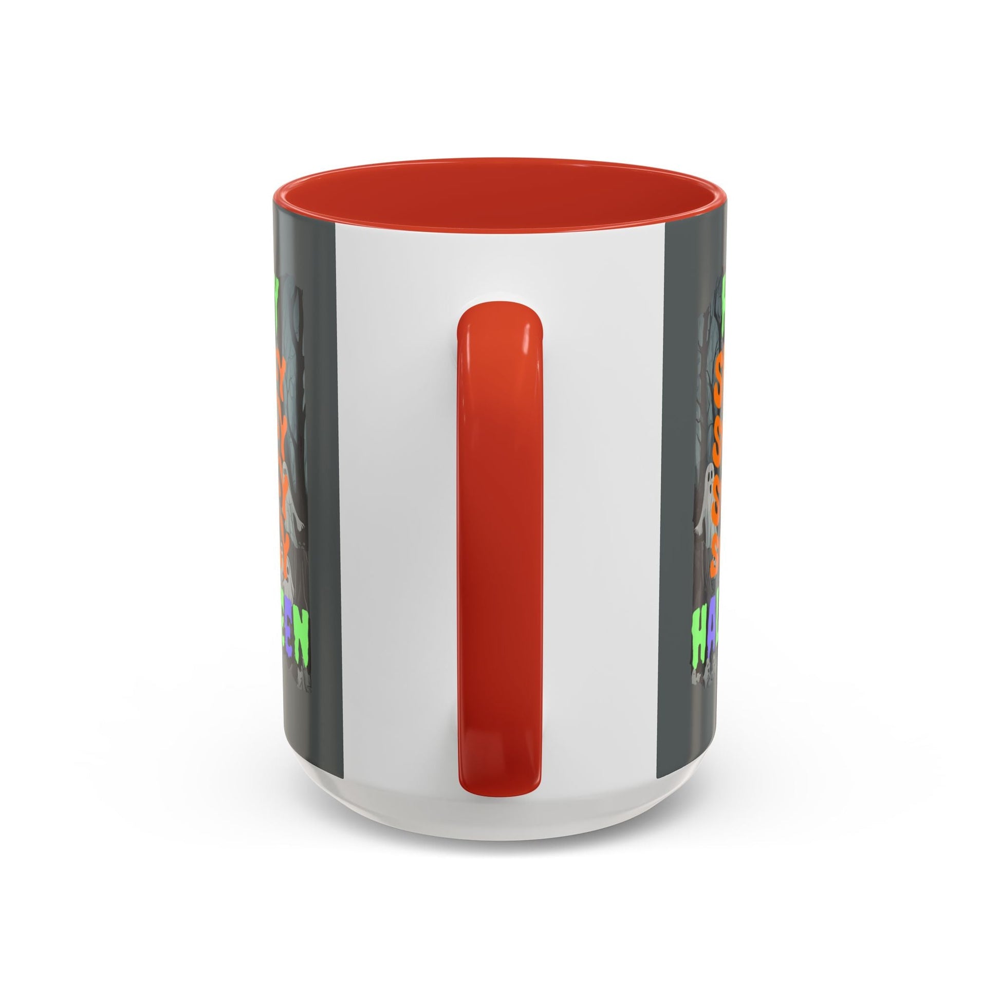 Spooky Happy Halloween Ghost MXfont Accent Mug by cypherpunkgear – cypherpunkgear.com | Cypherpunk Merch