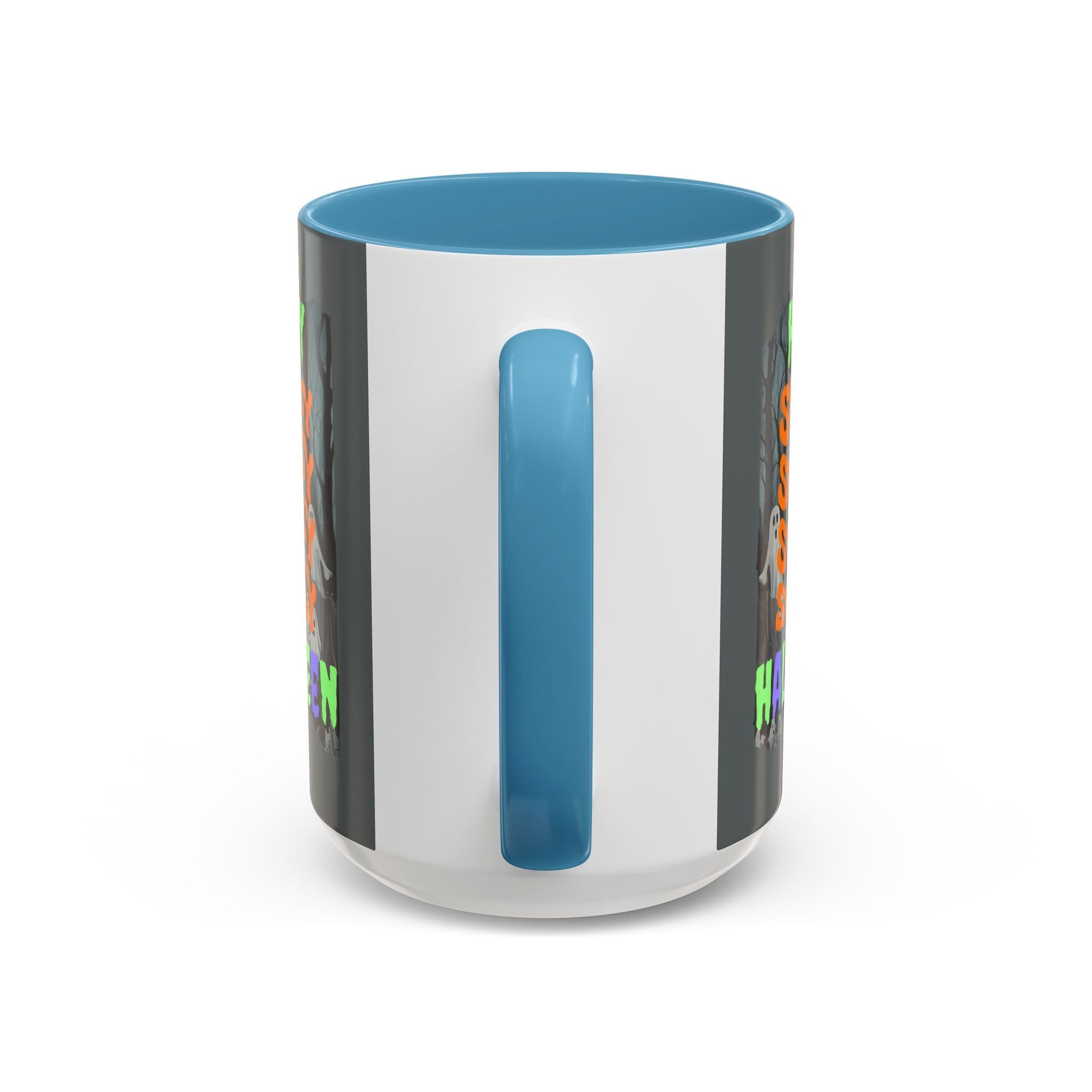 Spooky Happy Halloween Ghost MXfont Accent Mug by cypherpunkgear – cypherpunkgear.com | Cypherpunk Merch