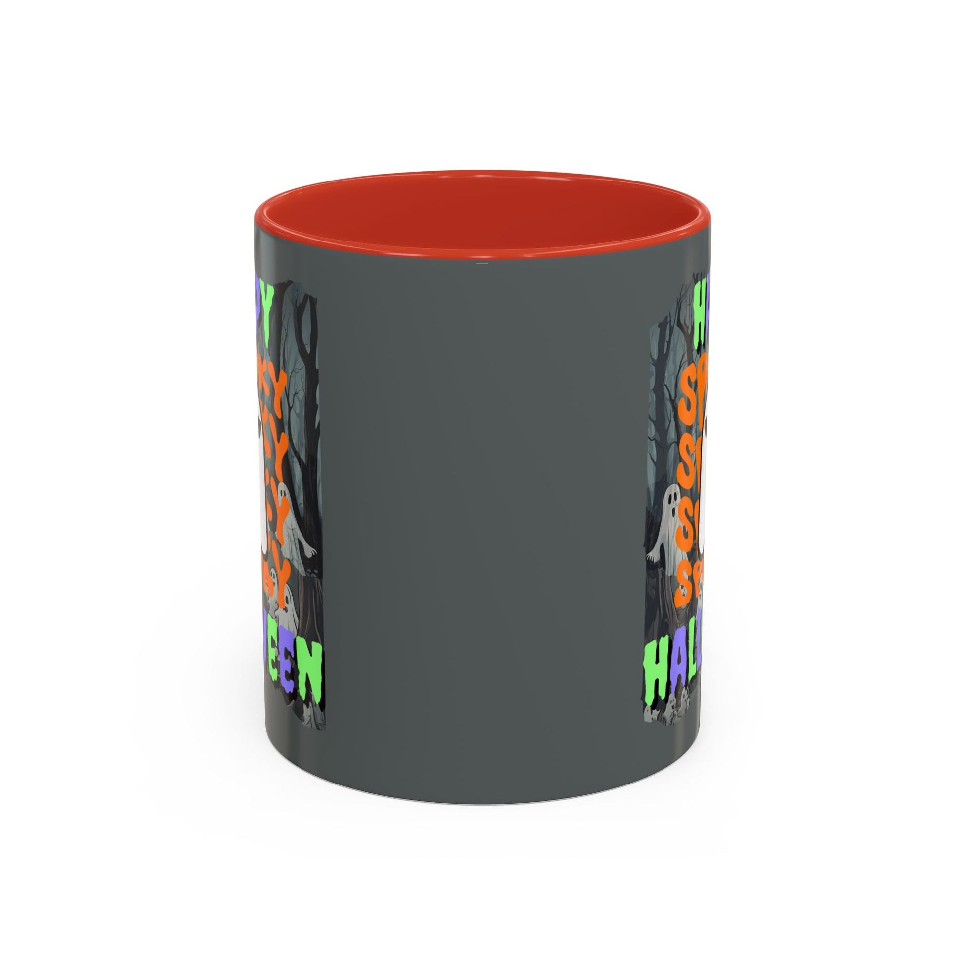 Spooky Happy Halloween Ghost MXfont Accent Mug by cypherpunkgear – cypherpunkgear.com | Cypherpunk Merch