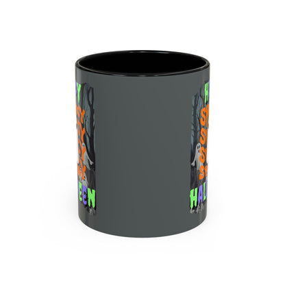 Spooky Happy Halloween Ghost MXfont Accent Mug by cypherpunkgear – cypherpunkgear.com | Cypherpunk Merch