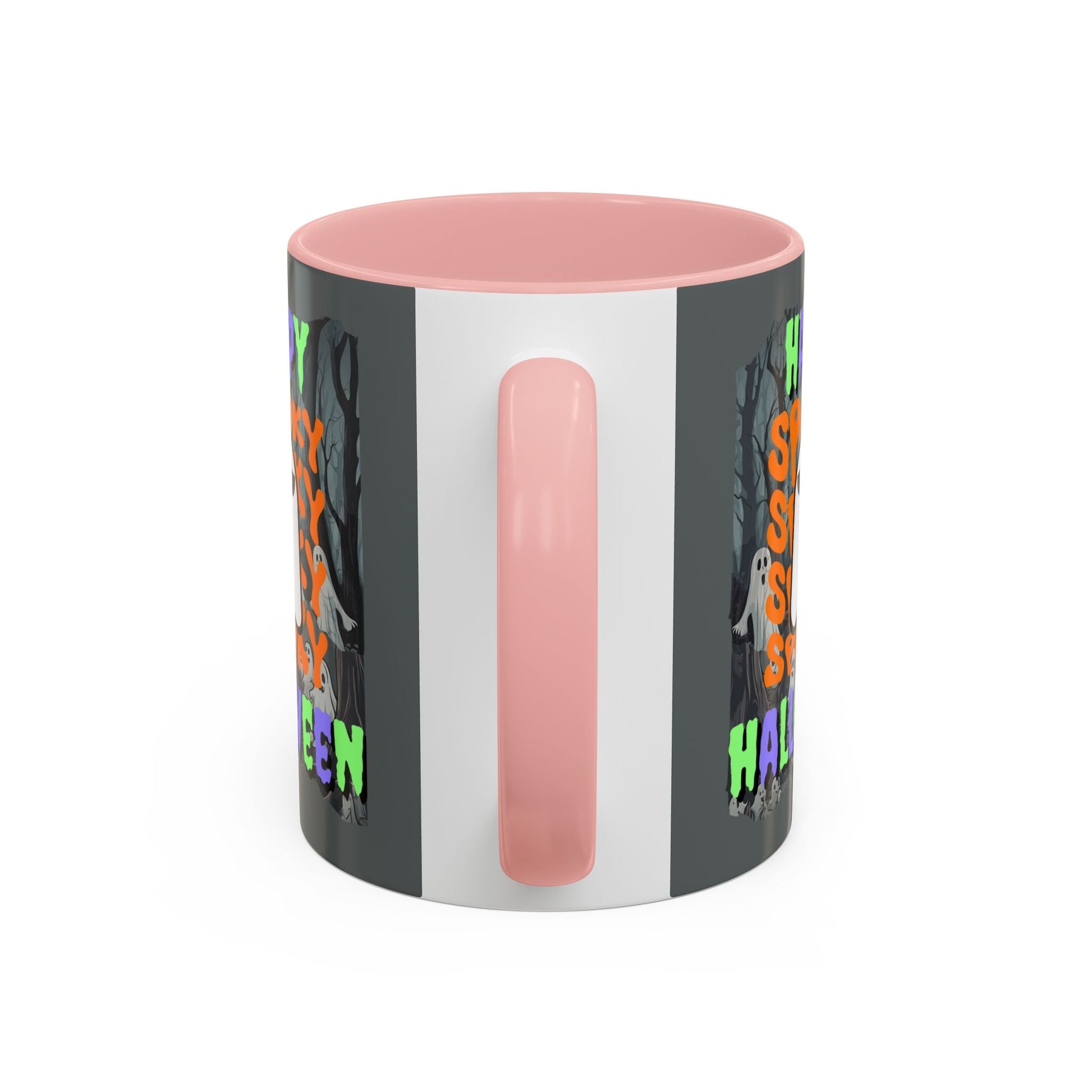 Spooky Happy Halloween Ghost MXfont Accent Mug by cypherpunkgear – cypherpunkgear.com | Cypherpunk Merch