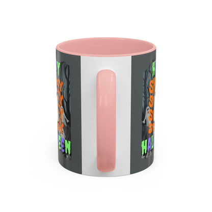 Spooky Happy Halloween Ghost MXfont Accent Mug by cypherpunkgear – cypherpunkgear.com | Cypherpunk Merch
