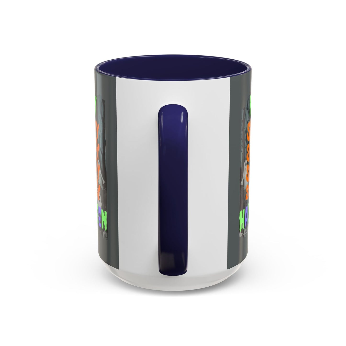 Spooky Happy Halloween Ghost MXfont Accent Mug by cypherpunkgear – cypherpunkgear.com | Cypherpunk Merch