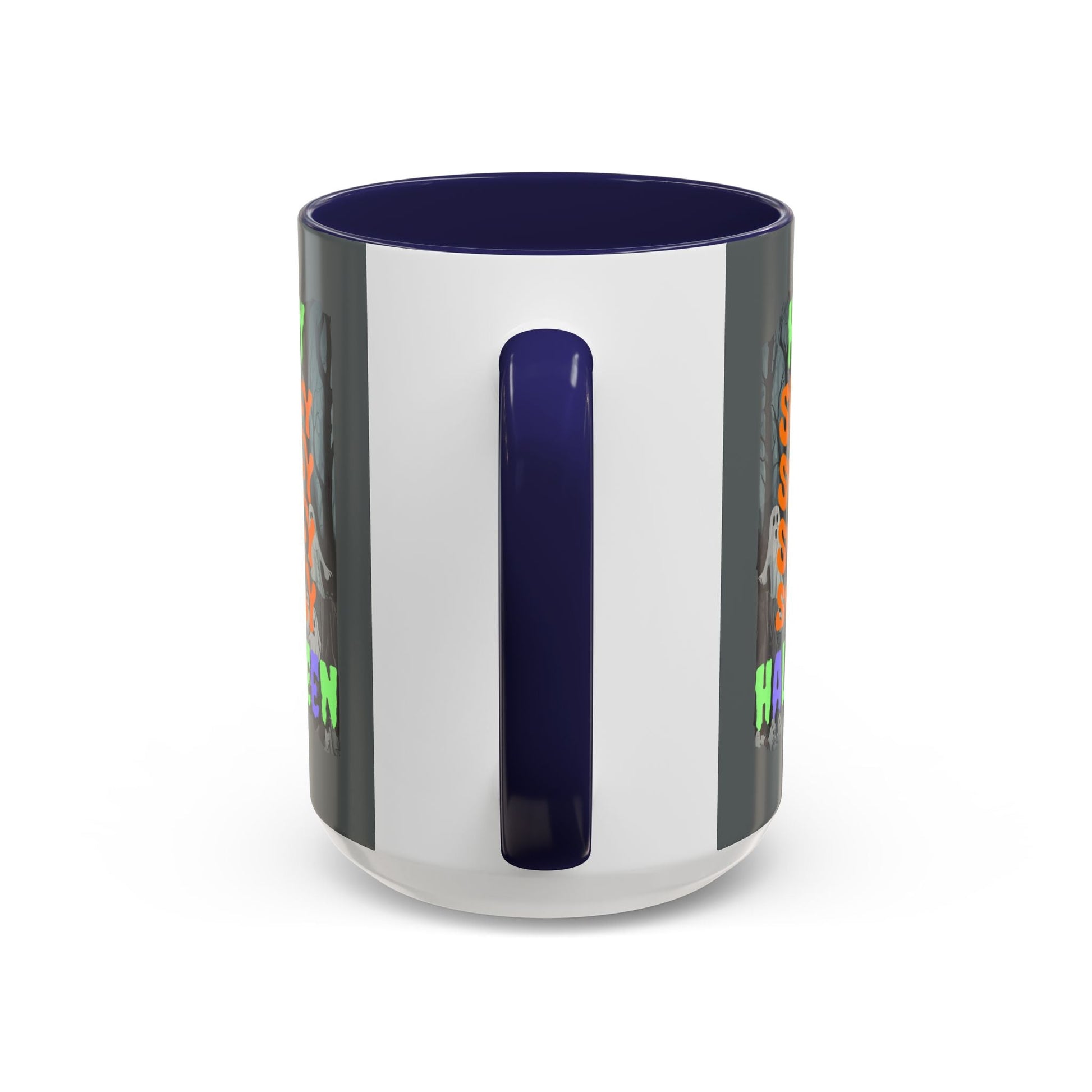 Spooky Happy Halloween Ghost MXfont Accent Mug by cypherpunkgear – cypherpunkgear.com | Cypherpunk Merch