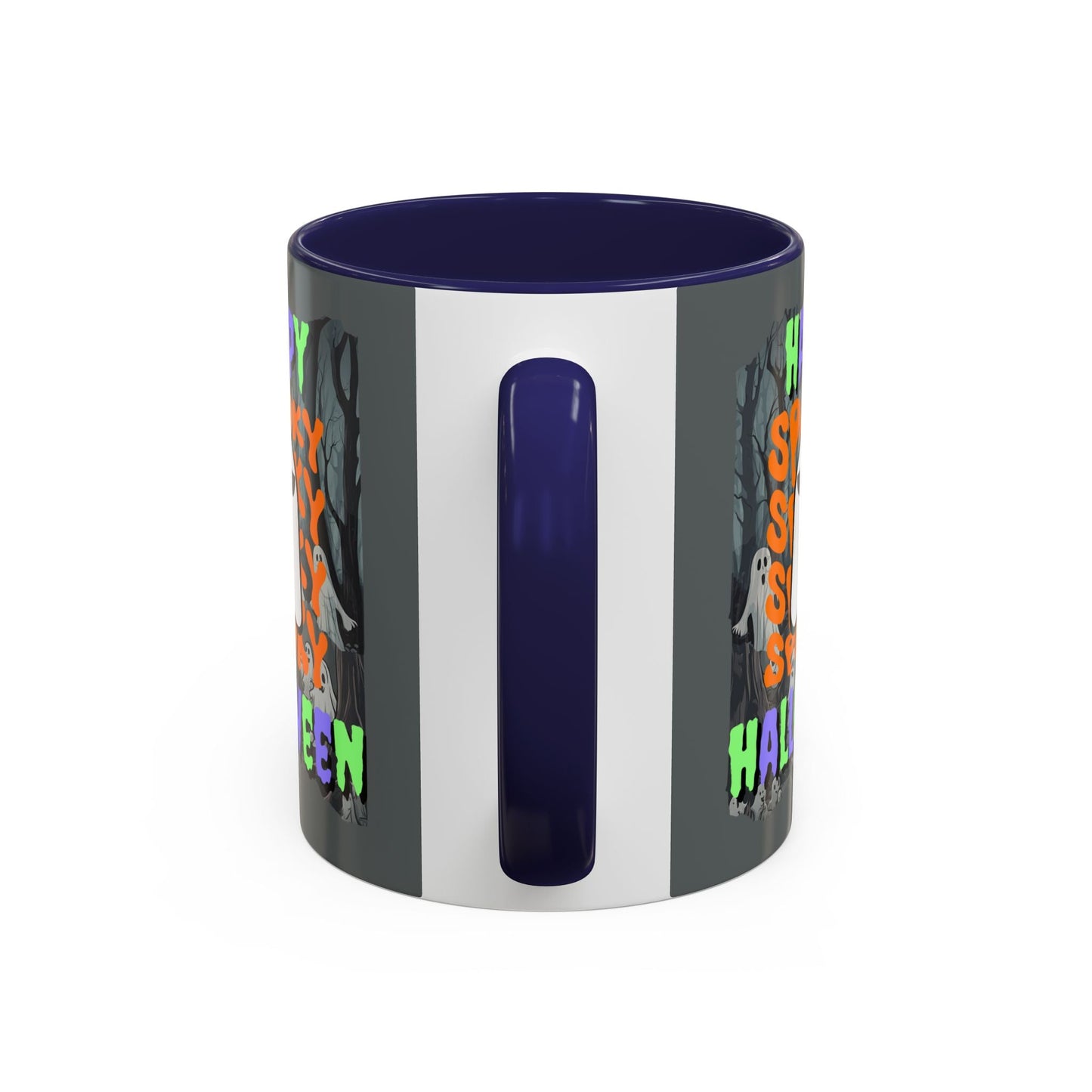 Spooky Happy Halloween Ghost MXfont Accent Mug by cypherpunkgear – cypherpunkgear.com | Cypherpunk Merch