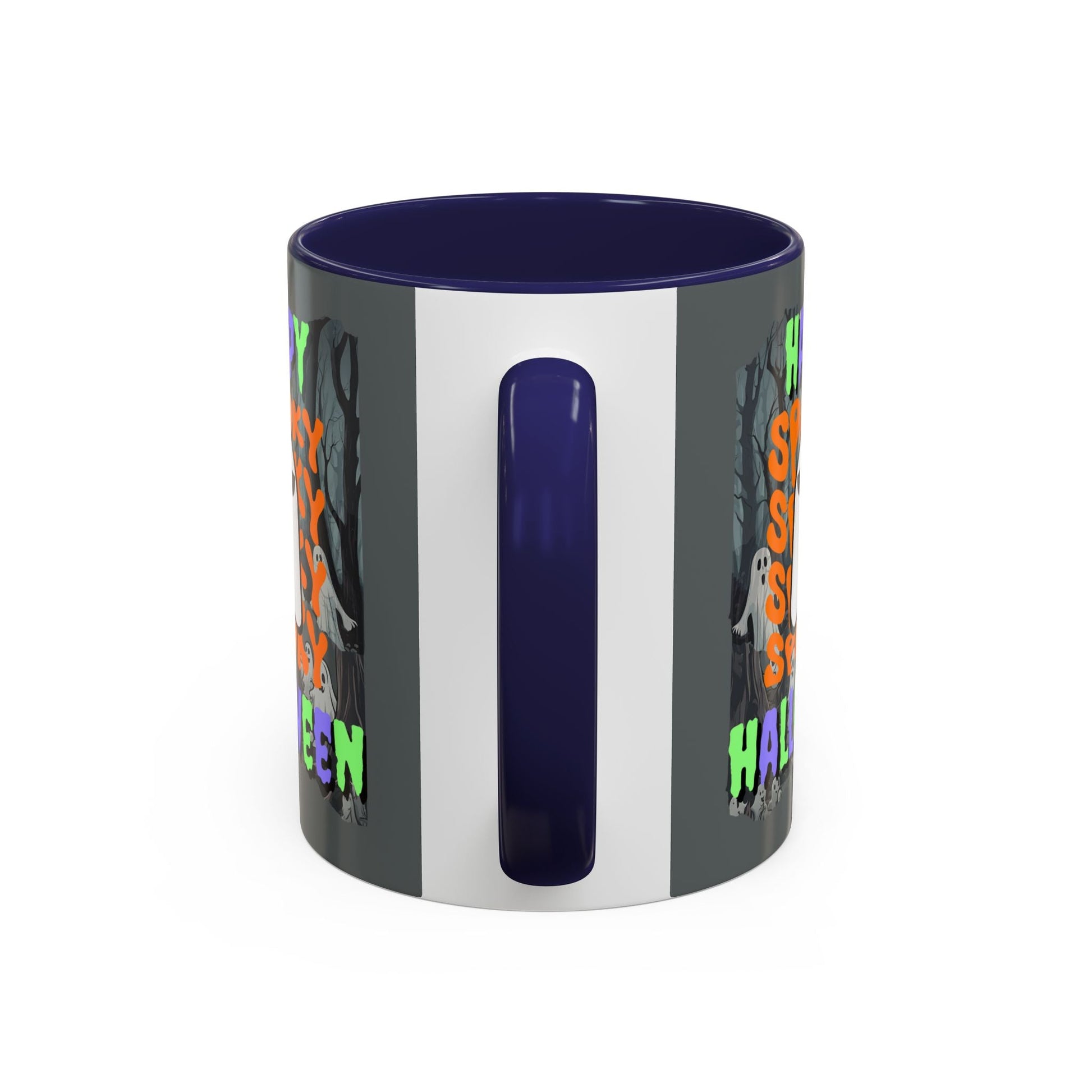 Spooky Happy Halloween Ghost MXfont Accent Mug by cypherpunkgear – cypherpunkgear.com | Cypherpunk Merch
