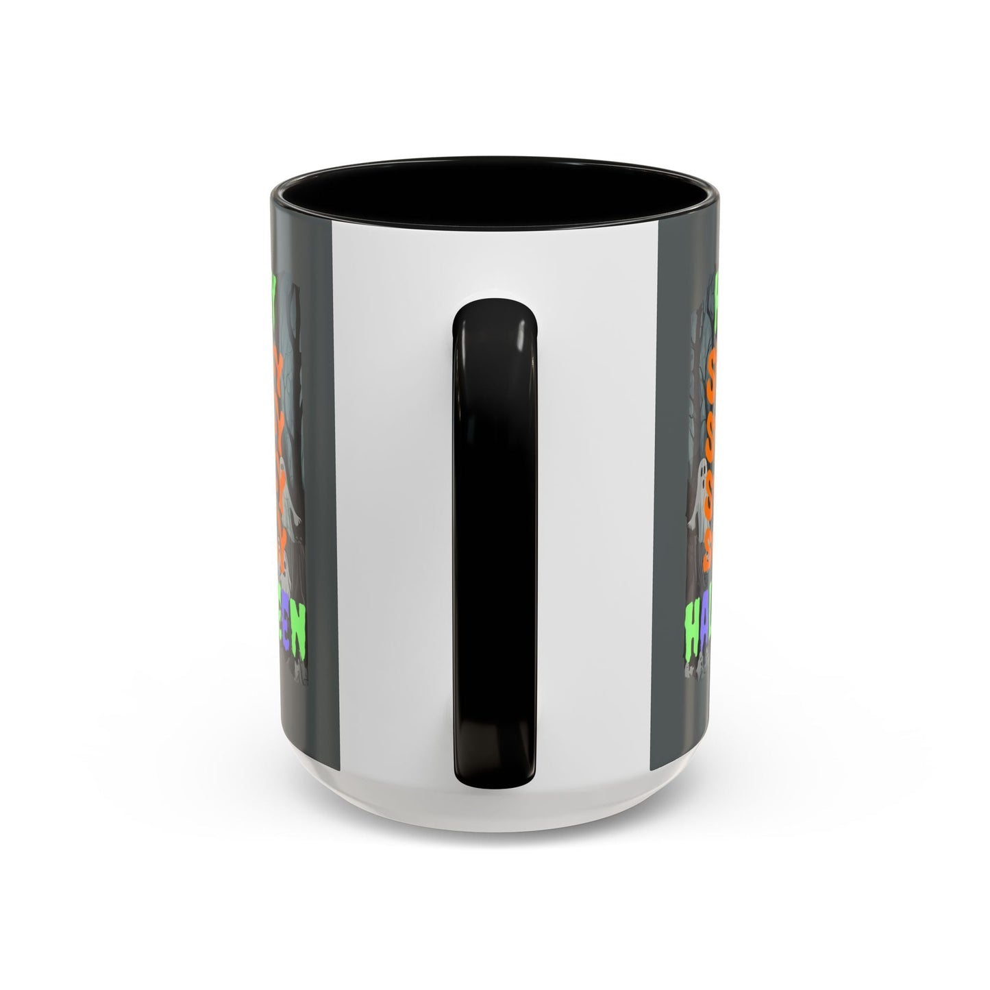 Spooky Happy Halloween Ghost MXfont Accent Mug by cypherpunkgear – cypherpunkgear.com | Cypherpunk Merch