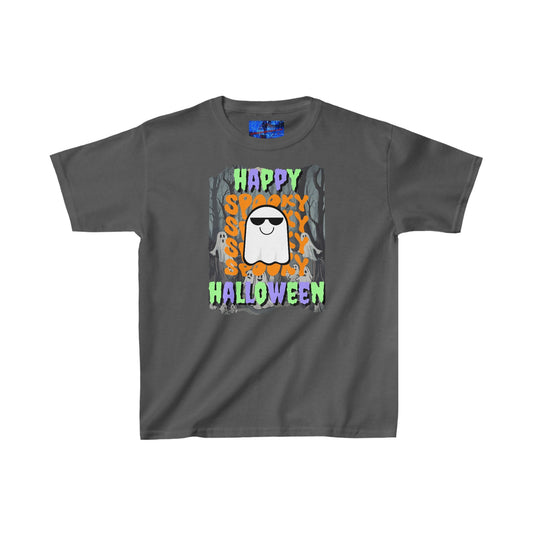 Spooky Happy Halloween Ghost MXfont Kids Heavy Cotton™ Tee by cypherpunkgear – cypherpunkgear.com | Cypherpunk Merch
