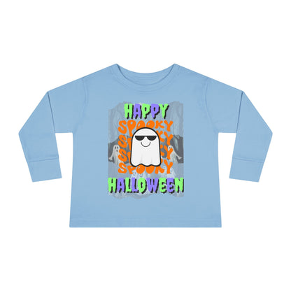 Spooky Happy Halloween Ghost MXfont Toddler Long Sleeve Tee by cypherpunkgear – cypherpunkgear.com | Cypherpunk Merch