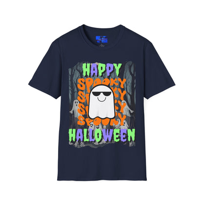 Spooky Happy Halloween Ghost MXfont Unisex T-Shirt by cypherpunkgear – cypherpunkgear.com | Cypherpunk Merch