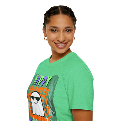 Spooky Happy Halloween Ghost MXfont Unisex T-Shirt by cypherpunkgear – cypherpunkgear.com | Cypherpunk Merch