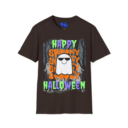 Spooky Happy Halloween Ghost MXfont Unisex T-Shirt by cypherpunkgear – cypherpunkgear.com | Cypherpunk Merch