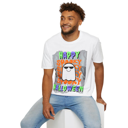 Spooky Happy Halloween Ghost MXfont Unisex T-Shirt by cypherpunkgear – cypherpunkgear.com | Cypherpunk Merch