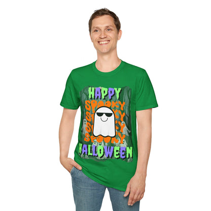 Spooky Happy Halloween Ghost MXfont Unisex T-Shirt by cypherpunkgear – cypherpunkgear.com | Cypherpunk Merch