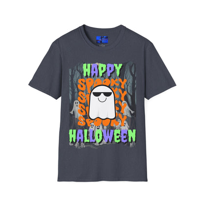 Spooky Happy Halloween Ghost MXfont Unisex T-Shirt by cypherpunkgear – cypherpunkgear.com | Cypherpunk Merch