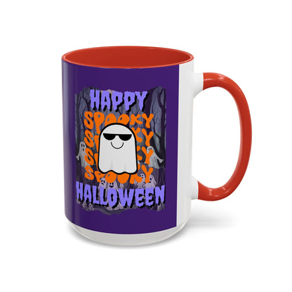 Spooky Happy Halloween Ghost PRfont Accent Mug by cypherpunkgear – cypherpunkgear.com | Cypherpunk Merch