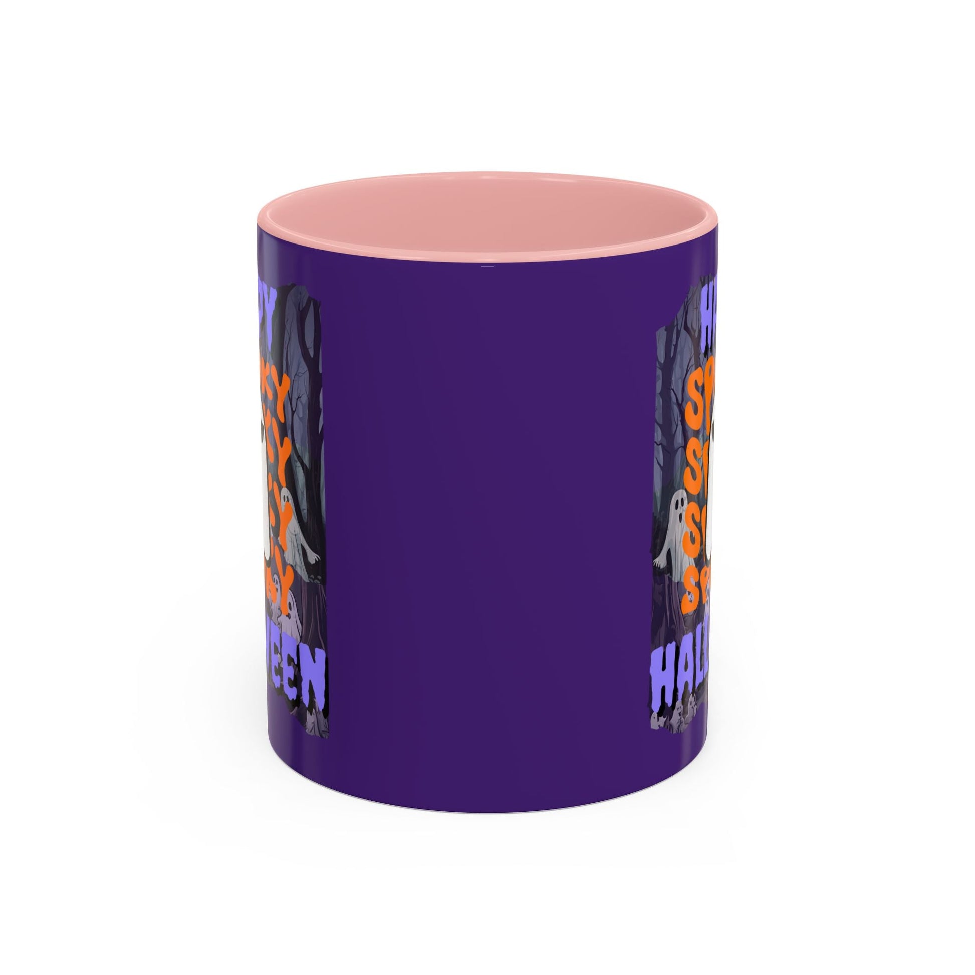 Spooky Happy Halloween Ghost PRfont Accent Mug by cypherpunkgear – cypherpunkgear.com | Cypherpunk Merch