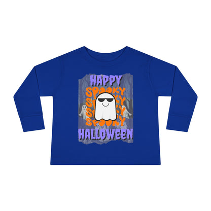 Spooky Happy Halloween Ghost PRfont Toddler Long Sleeve Tee by cypherpunkgear – cypherpunkgear.com | Cypherpunk Merch