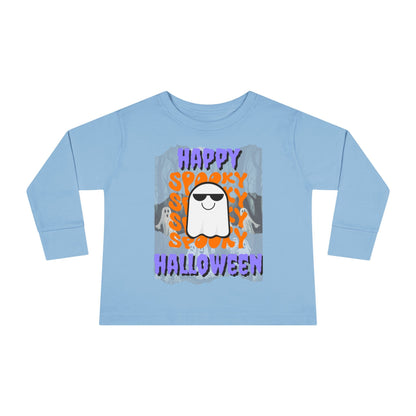 Spooky Happy Halloween Ghost PRfont Toddler Long Sleeve Tee by cypherpunkgear – cypherpunkgear.com | Cypherpunk Merch