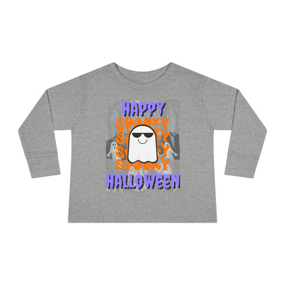 Spooky Happy Halloween Ghost PRfont Toddler Long Sleeve Tee by cypherpunkgear – cypherpunkgear.com | Cypherpunk Merch