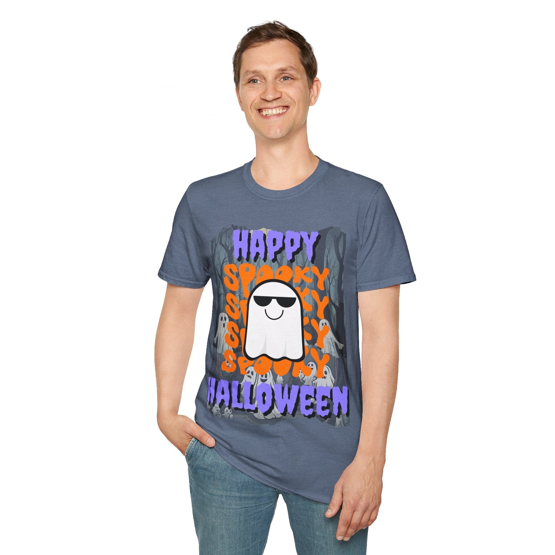 Spooky Happy Halloween Ghost PRfont Unisex T-Shirt by cypherpunkgear – cypherpunkgear.com | Cypherpunk Merch