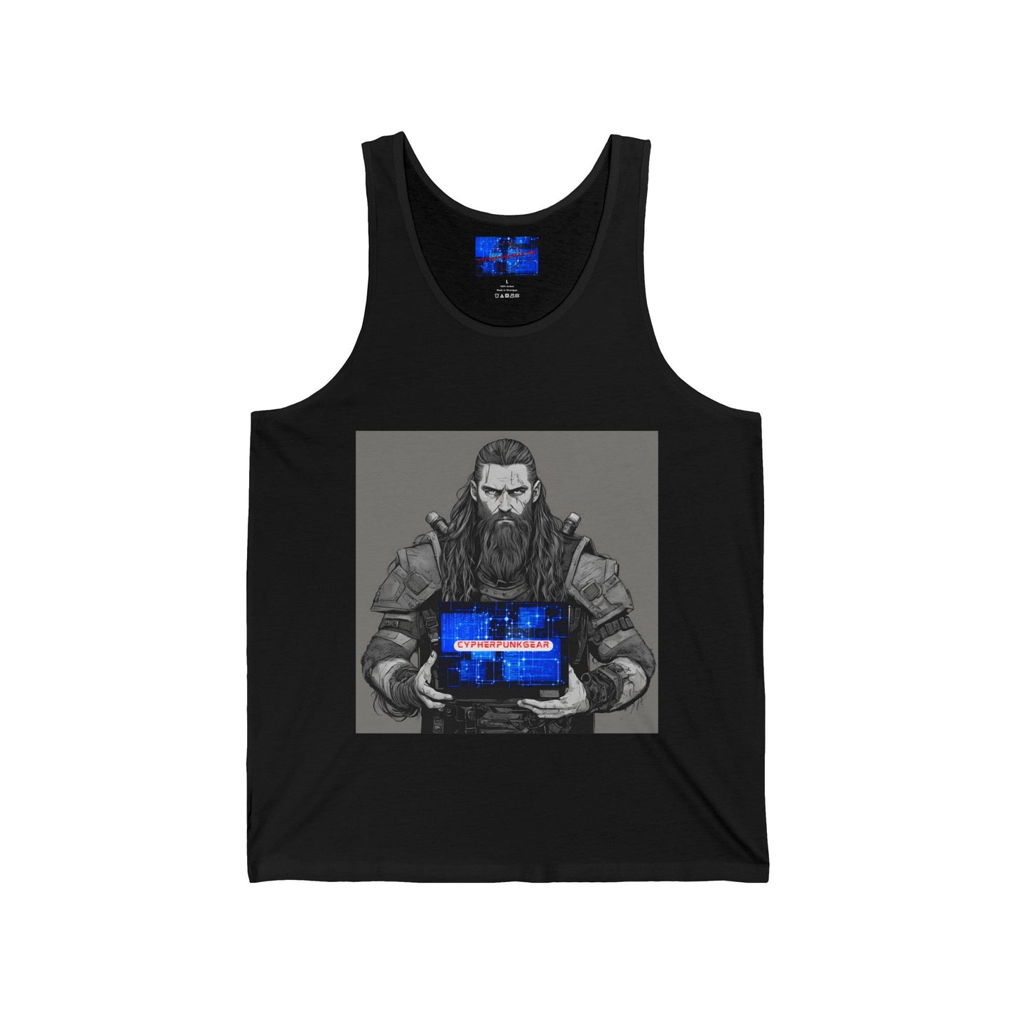 Street Samurai cyberpunk Unisex Jersey Tank Top by cypherpunkgear – cypherpunkgear.com | Cypherpunk Merch