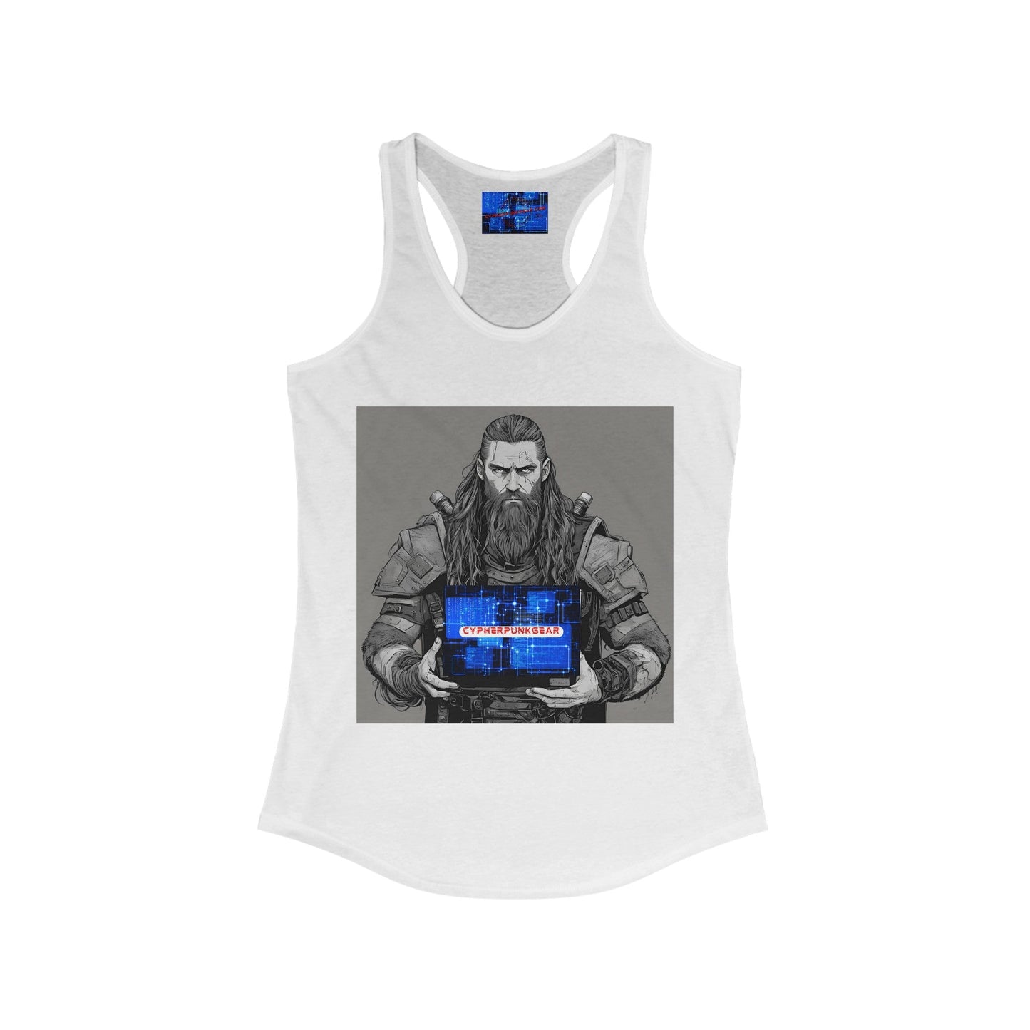 Street Samurai cyberpunk Women's Racerback Tank Top by cypherpunkgear – cypherpunkgear.com | Cypherpunk Merch