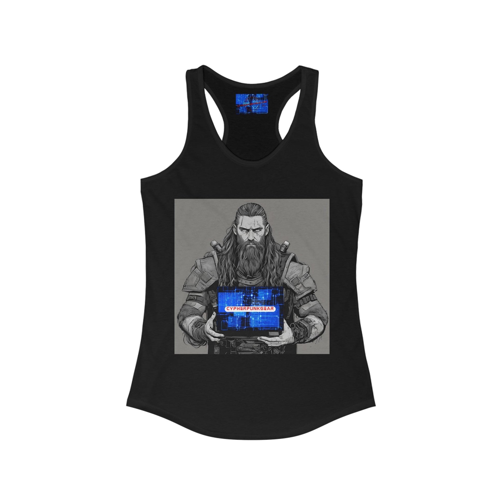 Street Samurai cyberpunk Women's Racerback Tank Top by cypherpunkgear – cypherpunkgear.com | Cypherpunk Merch