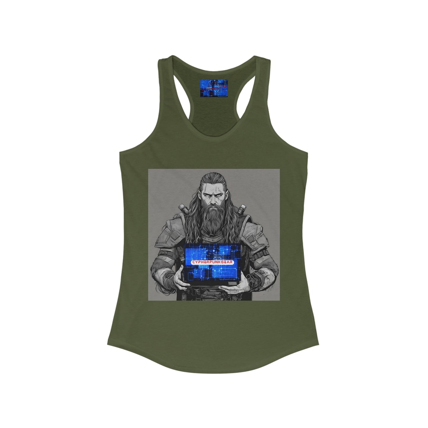 Street Samurai cyberpunk Women's Racerback Tank Top by cypherpunkgear – cypherpunkgear.com | Cypherpunk Merch