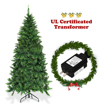 Pre-Lit Artificial Half National Christmas Tree with 8 Flash Modes