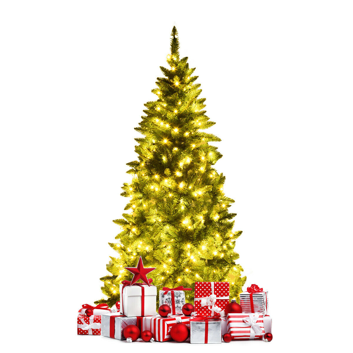 Pre-Lit Artificial Half National Christmas Tree with 8 Flash Modes