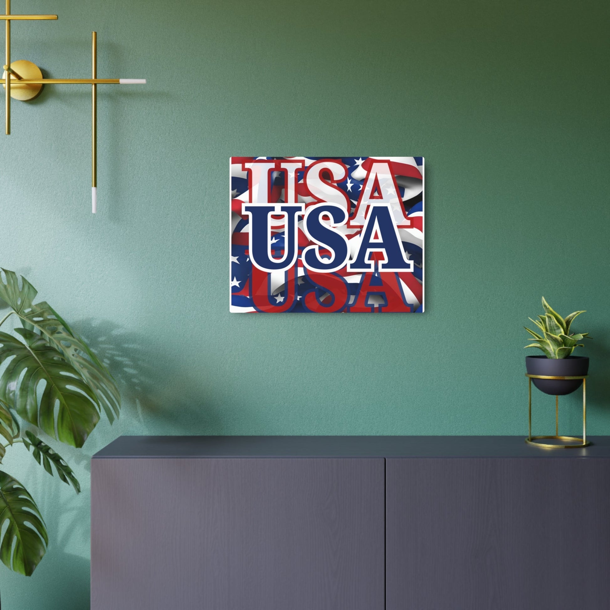 USA! USA! USA Blue Center Metal Art Sign by cypherpunkgear – cypherpunkgear.com | Cypherpunk Merch