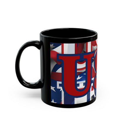 USA! USA! USA RDfont Patriot Black Mug by cypherpunkgear – cypherpunkgear.com | Cypherpunk Merch