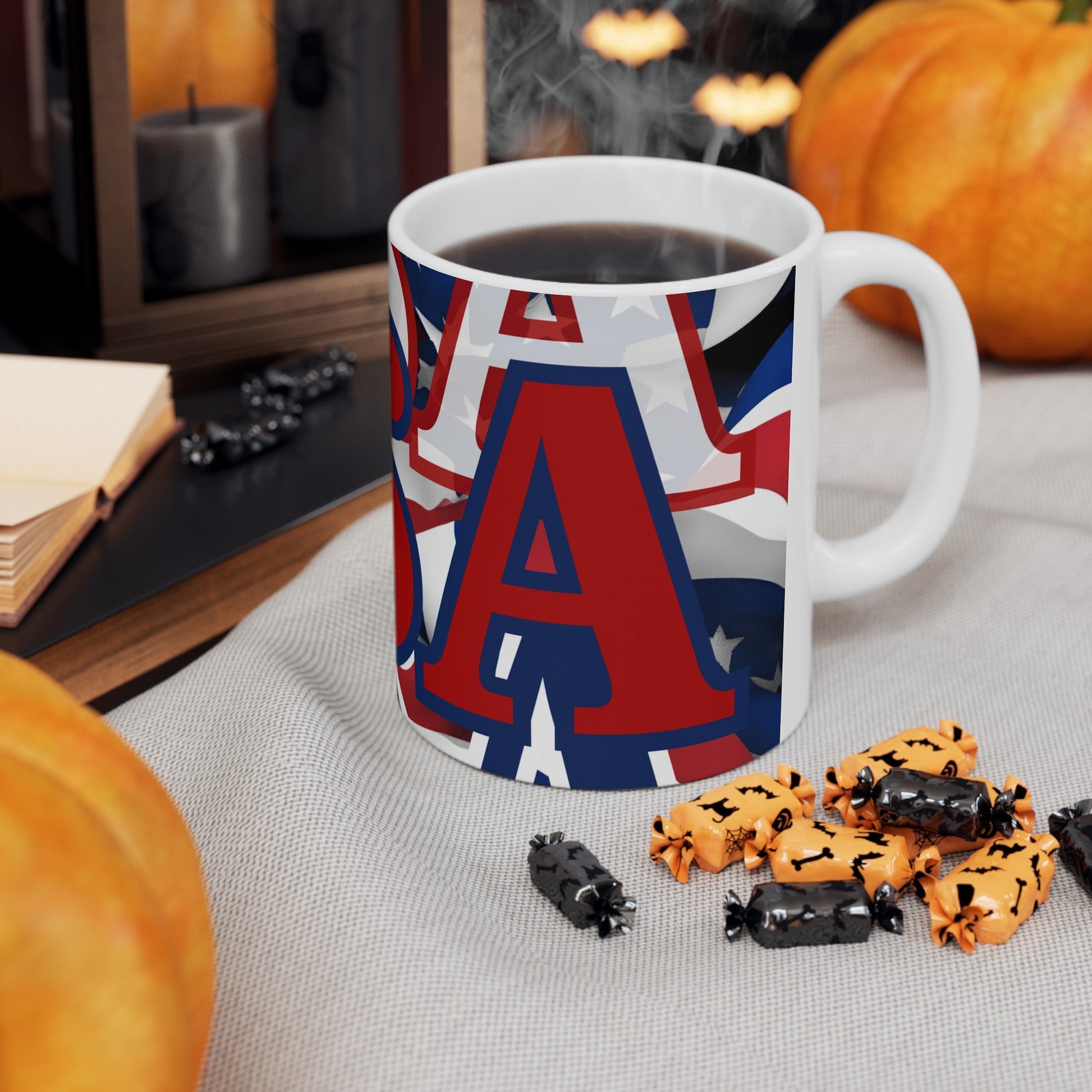 USA! USA! USA RDfont Patriot White Mug by cypherpunkgear – cypherpunkgear.com | Cypherpunk Merch