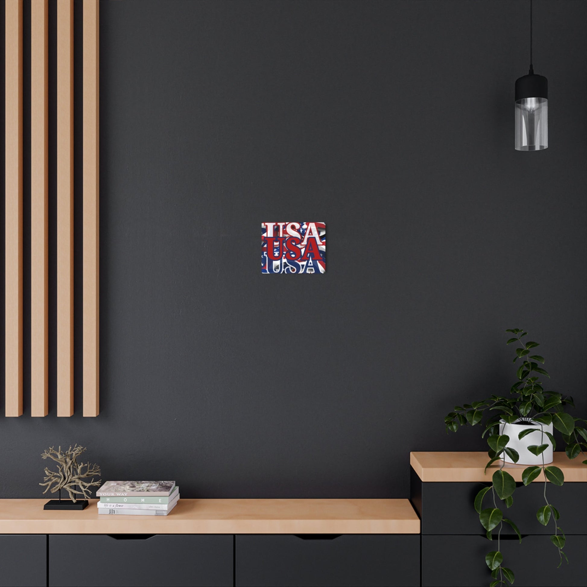 USA! USA! USA Red Center Metal Art Sign by cypherpunkgear – cypherpunkgear.com | Cypherpunk Merch