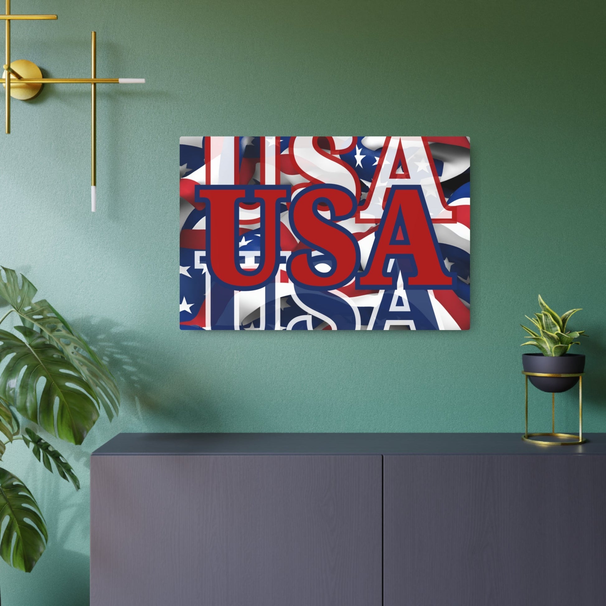 USA! USA! USA Red Center Metal Art Sign by cypherpunkgear – cypherpunkgear.com | Cypherpunk Merch