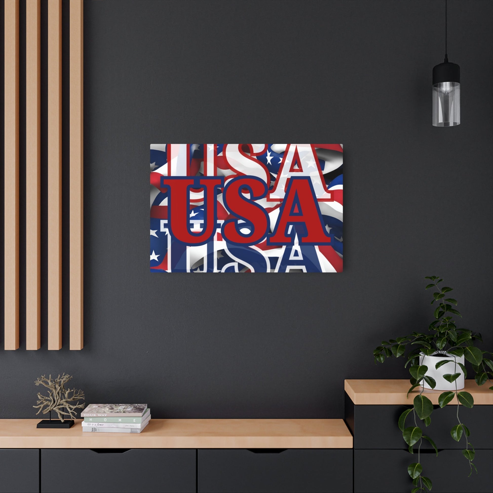 USA! USA! USA Red Center Metal Art Sign by cypherpunkgear – cypherpunkgear.com | Cypherpunk Merch