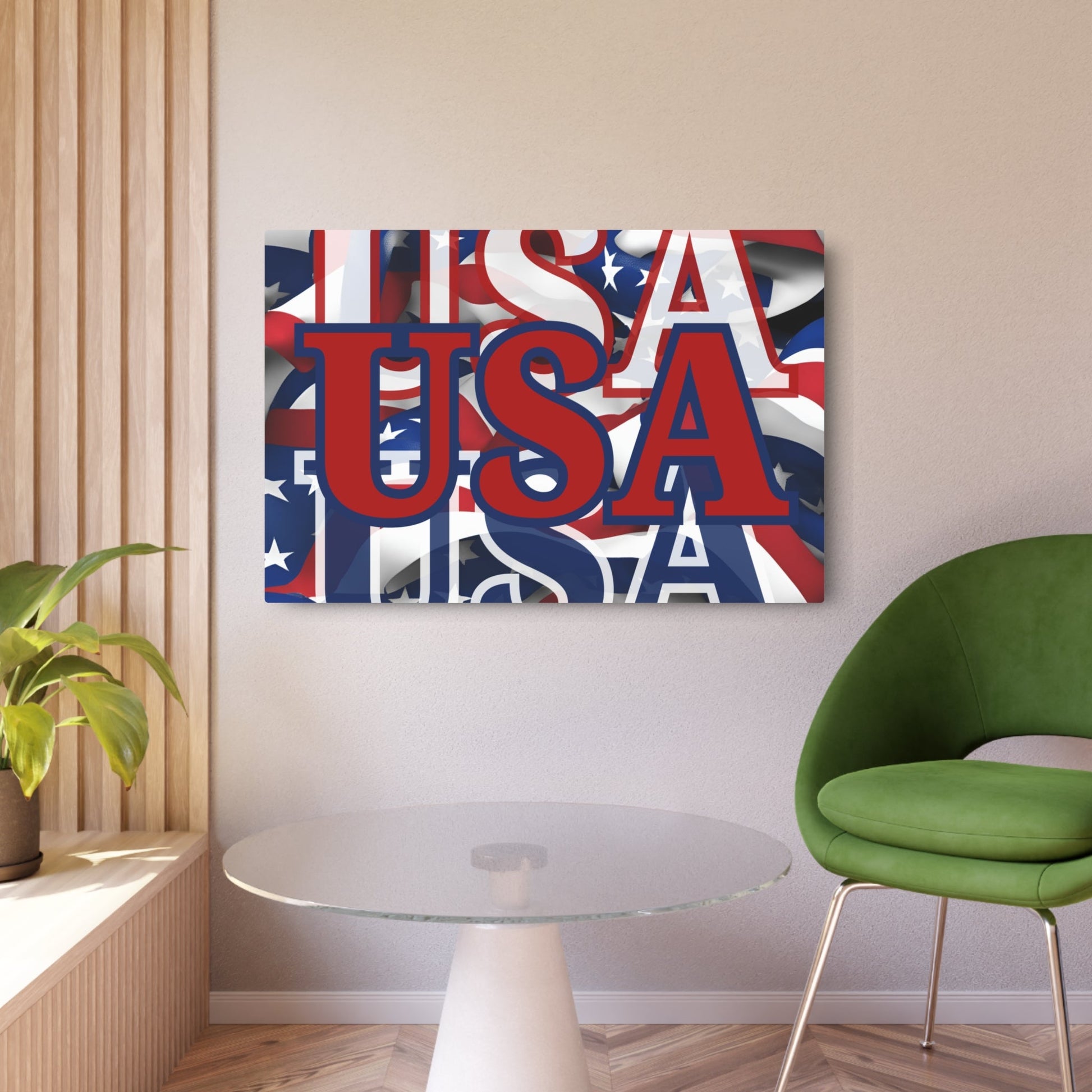 USA! USA! USA Red Center Metal Art Sign by cypherpunkgear – cypherpunkgear.com | Cypherpunk Merch